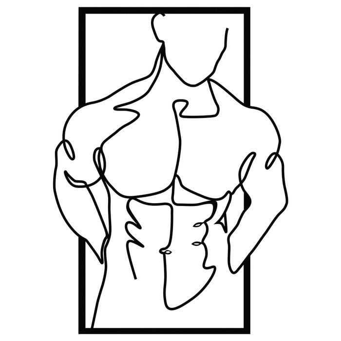 Wallity Muscular Man Escultura de Pared de Metal Negra Wallity Muscular Man Escultura de Pared de Metal Negra